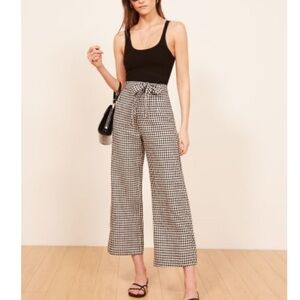 Reformation Monochrome Checkered Wide Leg Pants
